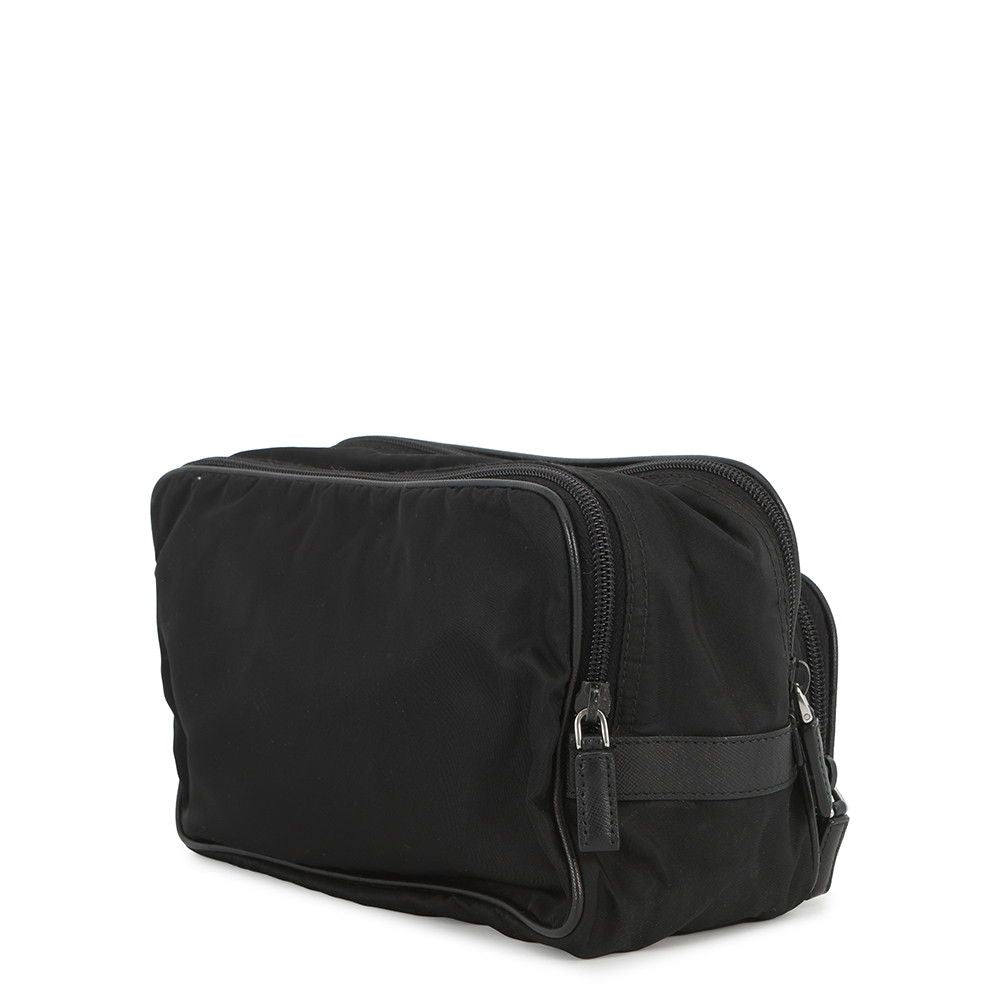 Prada Clutch Triangle Logo Nylon Black Second — view 2