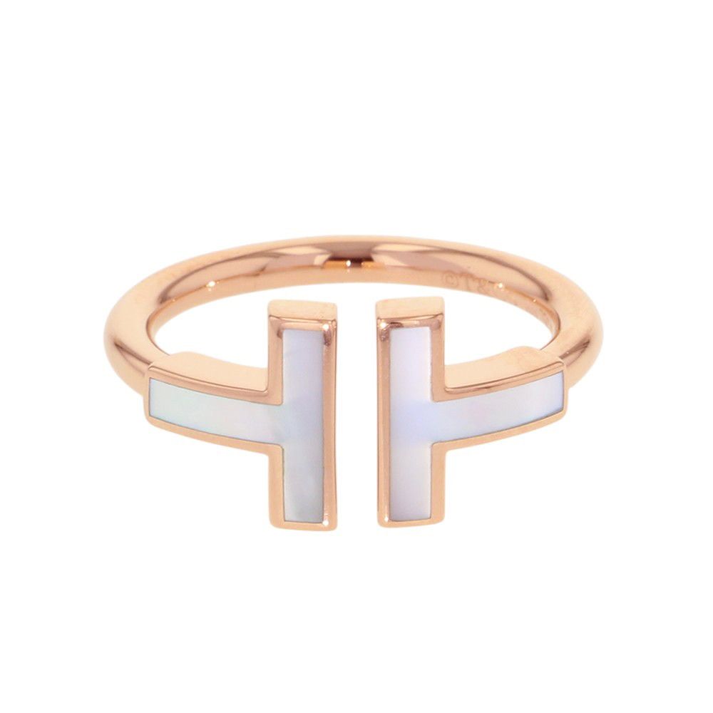 Tiffany & Co Ring T Wire Mother of Pearl 18k Pink Gold