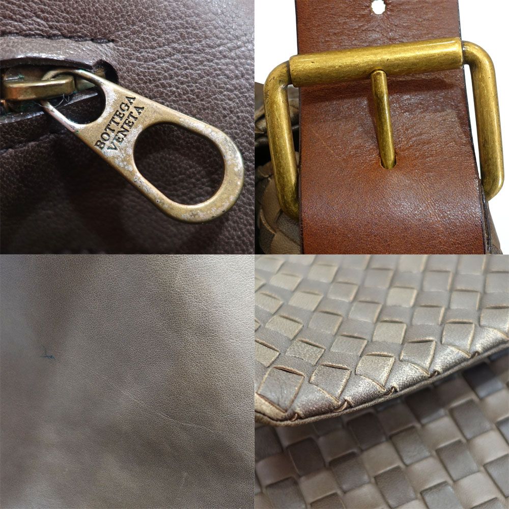 Bottega Veneta Shoulder Bag Intrecciato Leather Brown Gold — view 6
