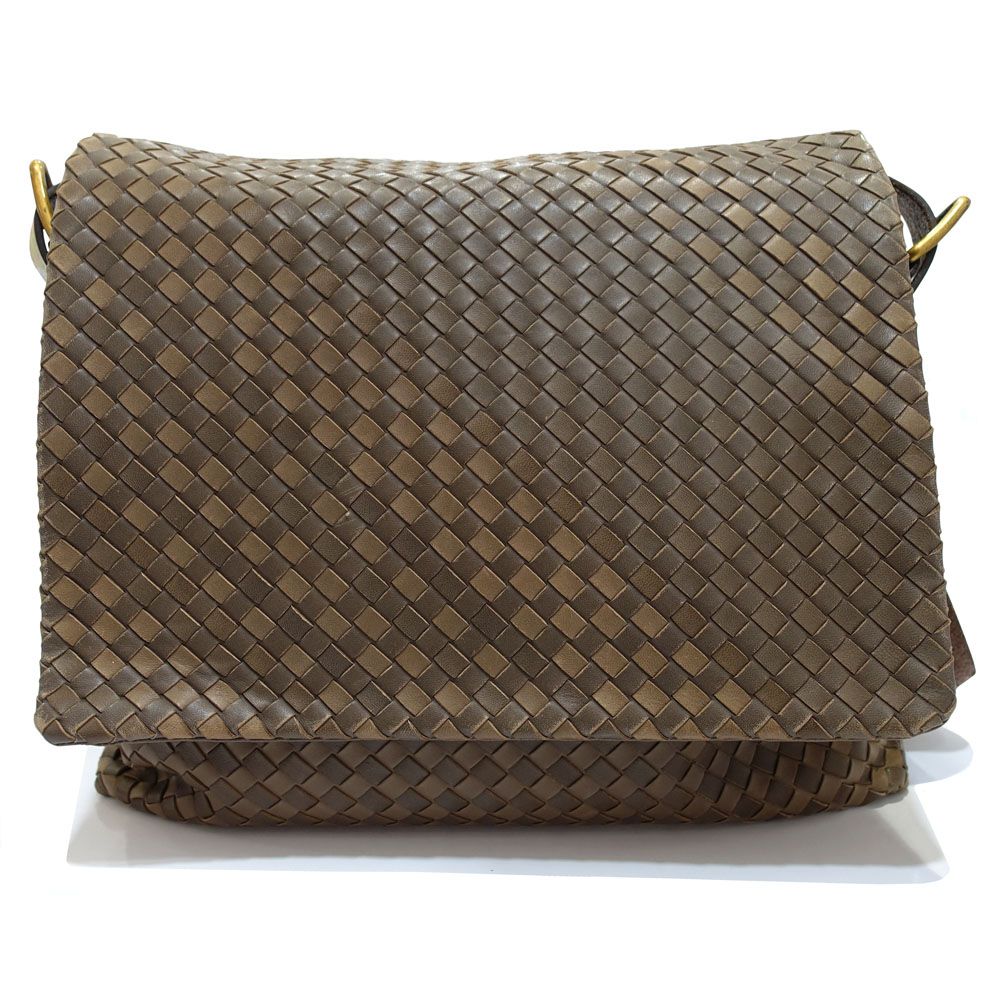 Bottega Veneta Shoulder Bag Intrecciato Leather Brown Gold