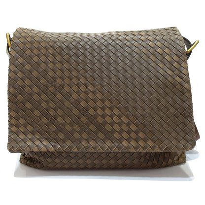 Bottega Veneta Shoulder Bag Intrecciato Leather Brown Gold