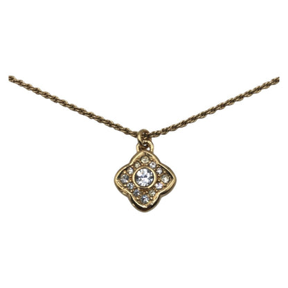 Dior Vintage Line Stone Gold Metal Necklace Pendant