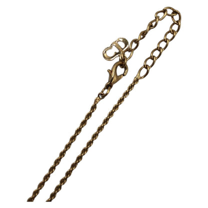 Dior Vintage Line Stone Gold Metal Necklace Pendant — view 6