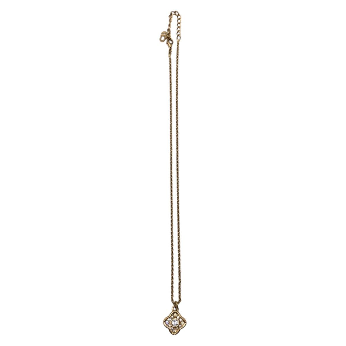 Dior Vintage Line Stone Gold Metal Necklace Pendant — view 4