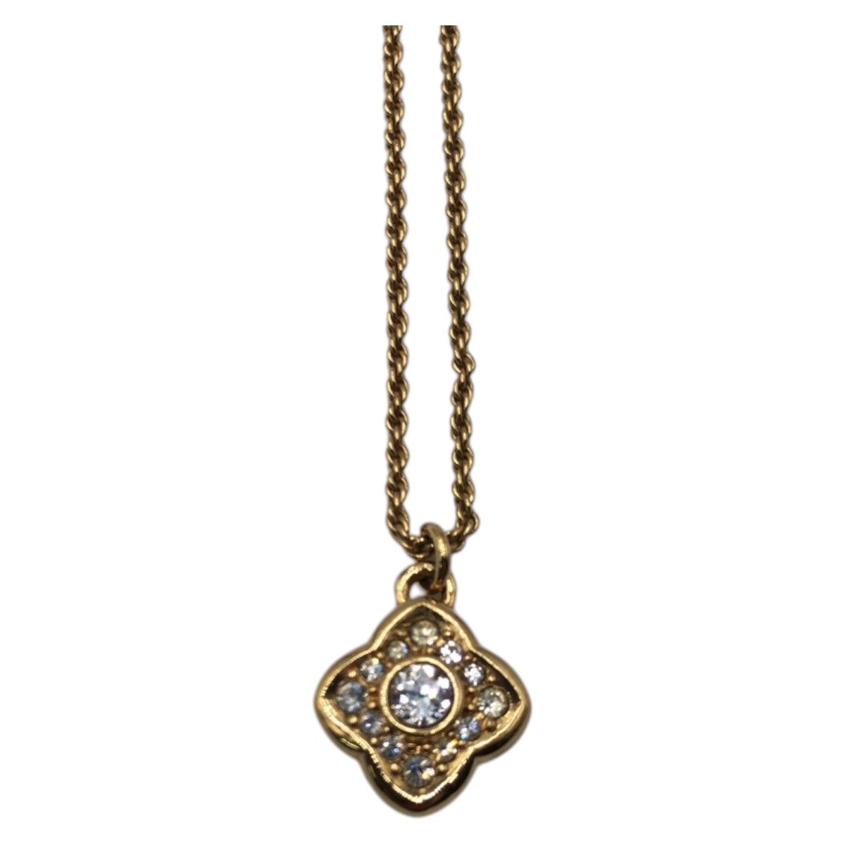 Dior Vintage Line Stone Gold Metal Necklace Pendant — view 2