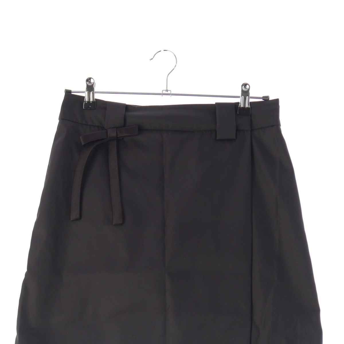 Prada Wrap Skirt Triangle Logo Ribbon Black 38 — view 3