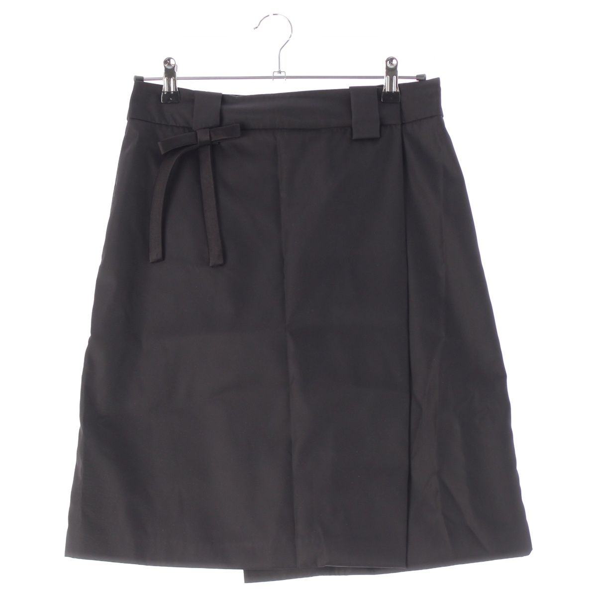 Prada Wrap Skirt Triangle Logo Ribbon Black 38