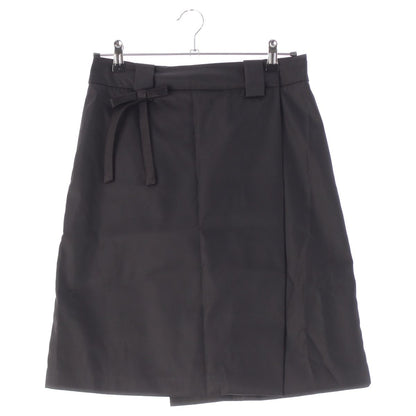 Prada Wrap Skirt Triangle Logo Ribbon Black 38
