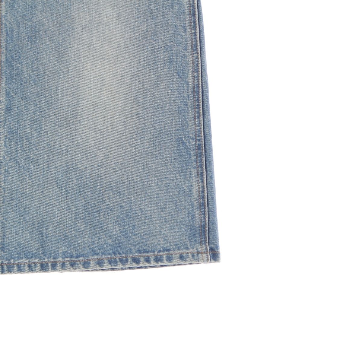 Celine Cotton Back Slit Washed Denim Skirt Indigo Blue 27 — view 4