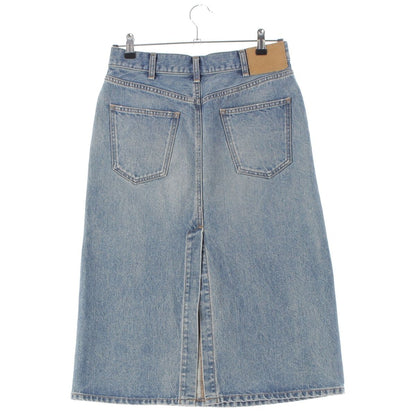 Celine Cotton Back Slit Washed Denim Skirt Indigo Blue 27 — view 2