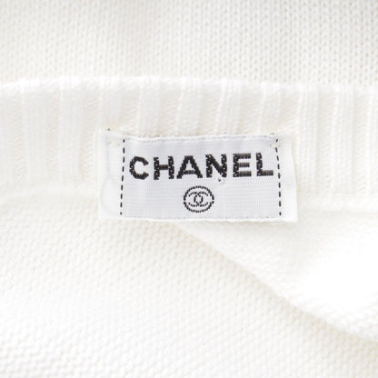 Chanel Cotton CC Logo Embroidery Clover Button Long Sleeve Sweater Knit Top — view 8