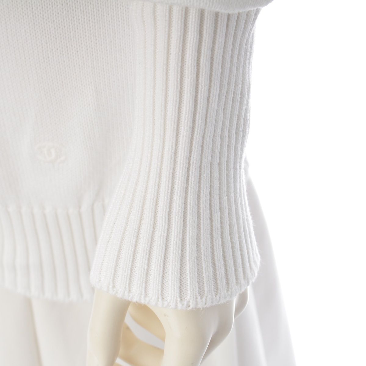 Chanel Cotton CC Logo Embroidery Clover Button Long Sleeve Sweater Knit Top — view 6