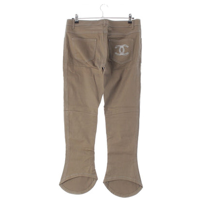 Chanel CC Logo Embroidery Denim Pants Khaki 42 — view 2