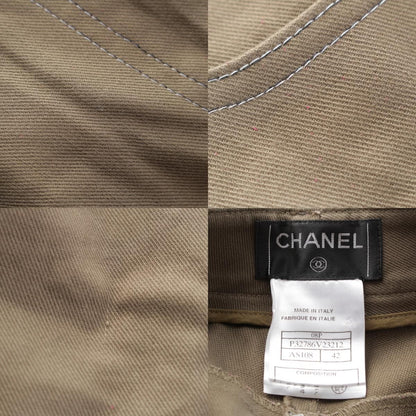 Chanel CC Logo Embroidery Denim Pants Khaki 42 — view 9