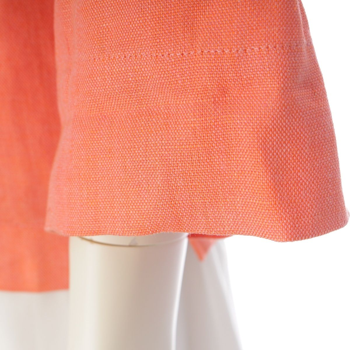 Chanel Linen CC Logo Coco Button Collarless Jacket Pink — view 6