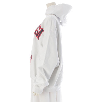 Balenciaga Diy College Carre Logo Paint Distressed Hoodie Top White — view 3
