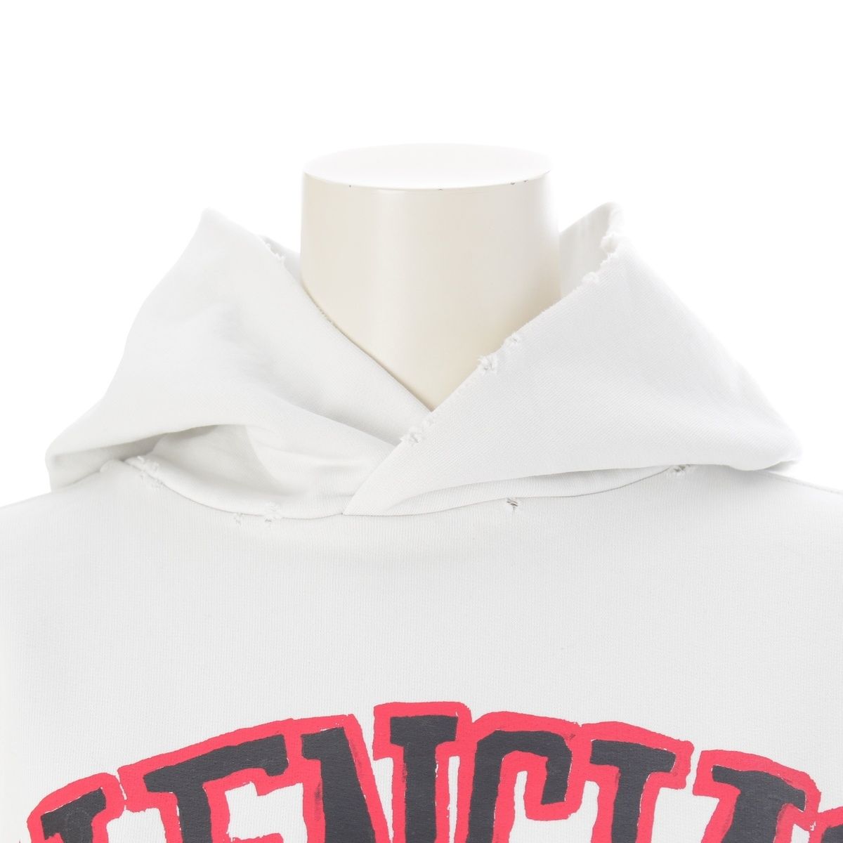 Balenciaga Diy College Carre Logo Paint Distressed Hoodie Top White — view 5