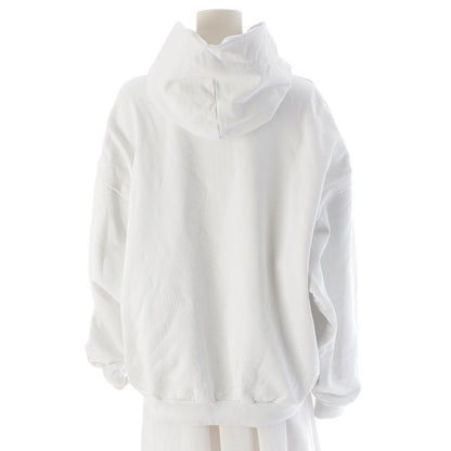 Balenciaga Diy College Carre Logo Paint Distressed Hoodie Top White — view 4