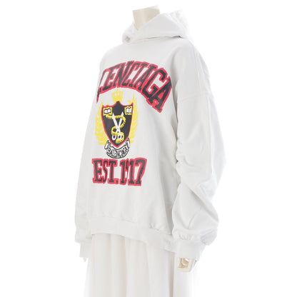 Balenciaga Diy College Carre Logo Paint Distressed Hoodie Top White — view 2