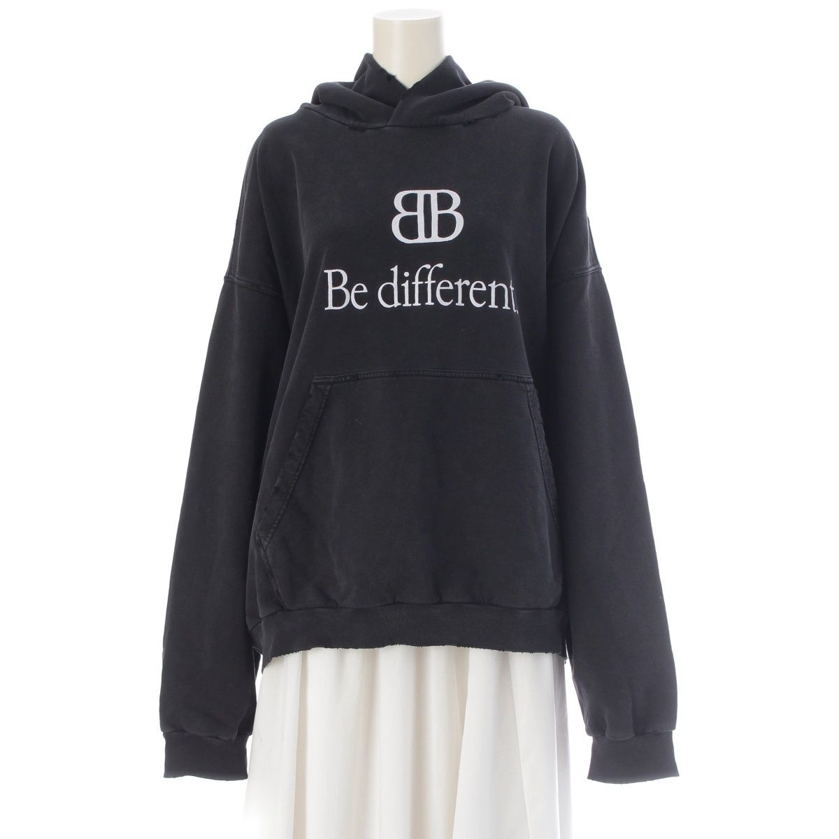 Balenciaga Be Different Destroyed Hoodie Top Black