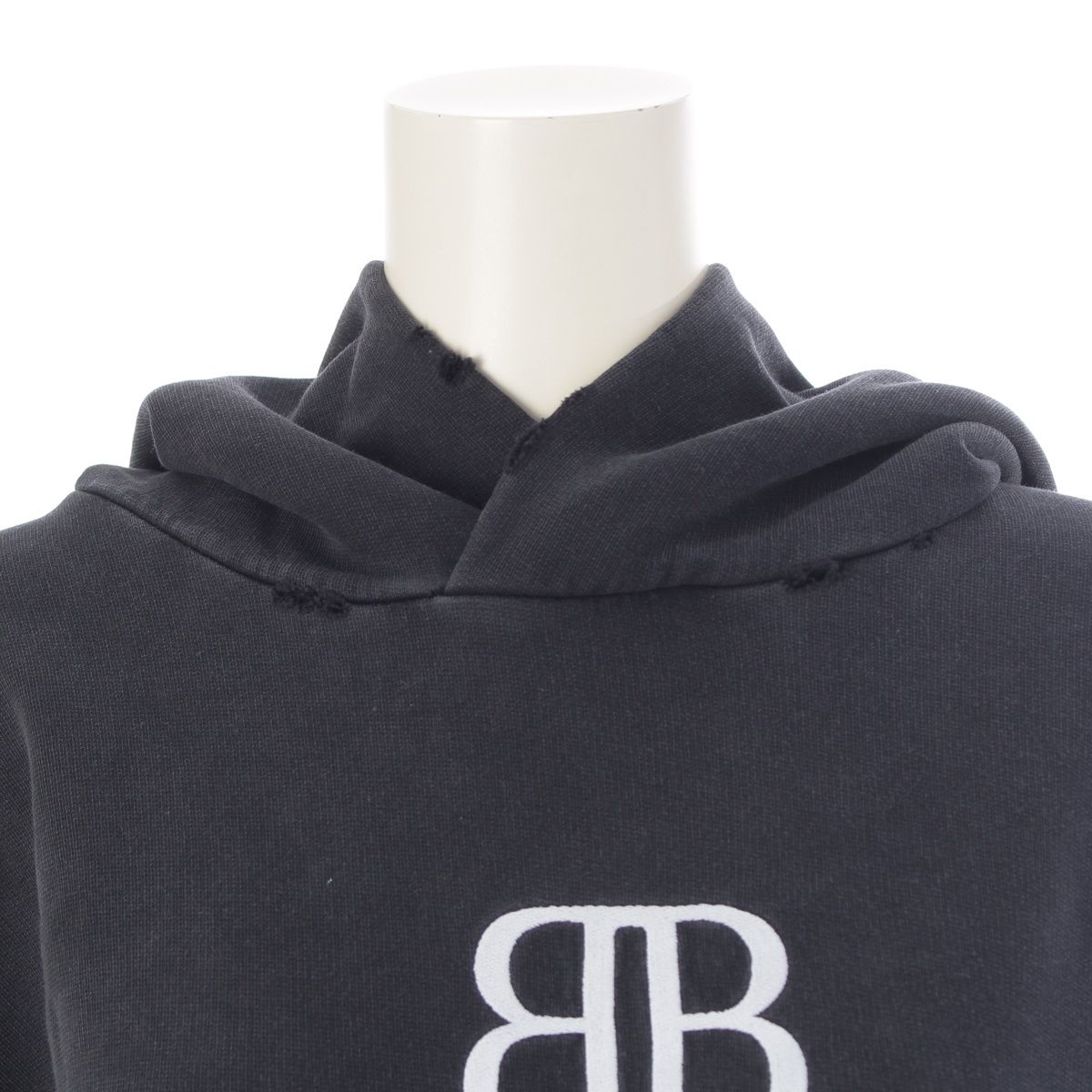 Balenciaga Be Different Destroyed Hoodie Top Black — view 5