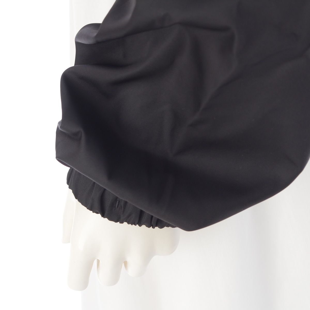 Prada Re-Nylon Cotton Nylon Trim Cropped Hoodie Top Black — view 7