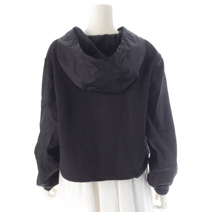 Prada Re-Nylon Cotton Nylon Trim Cropped Hoodie Top Black — view 4