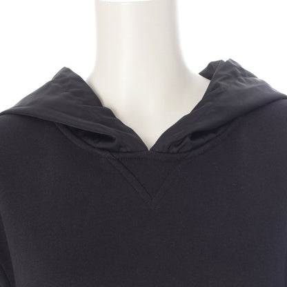 Prada Re-Nylon Cotton Nylon Trim Cropped Hoodie Top Black — view 5