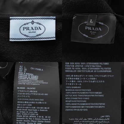 Prada Re-Nylon Cotton Nylon Trim Cropped Hoodie Top Black — view 9