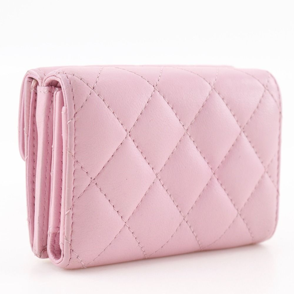 Chanel Quilted Small Flap Wallet Classic Lambskin Gold Trifold — view 3