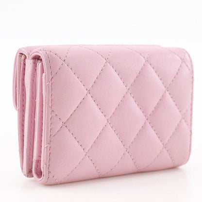 Chanel Quilted Small Flap Wallet Classic Lambskin Gold Trifold — view 3
