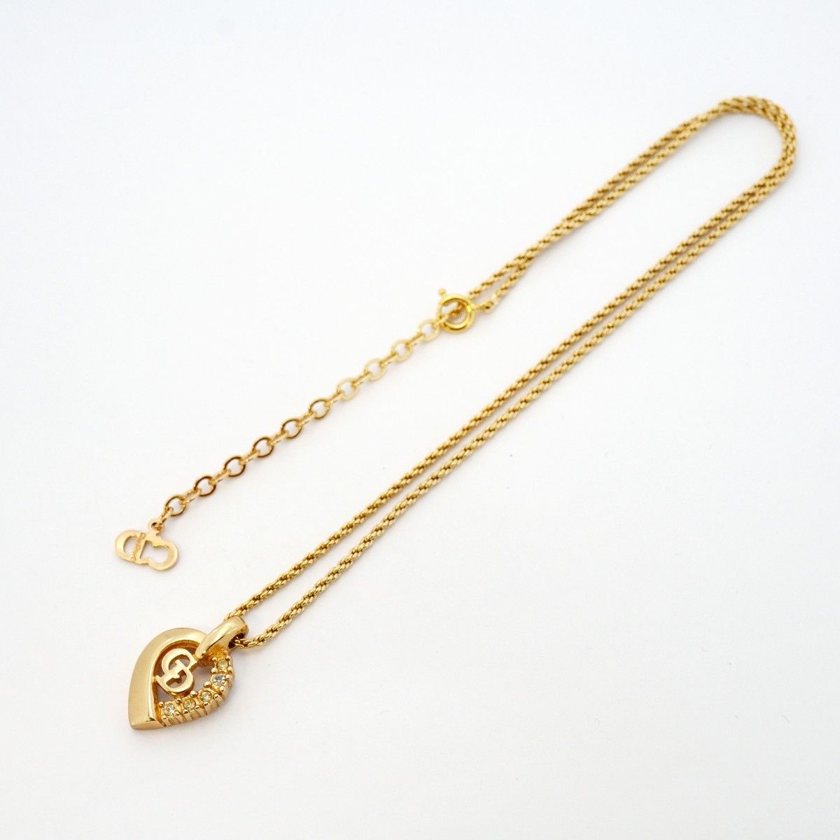 Dior Necklace CD Logo Gold Plated Line Stone — view 3