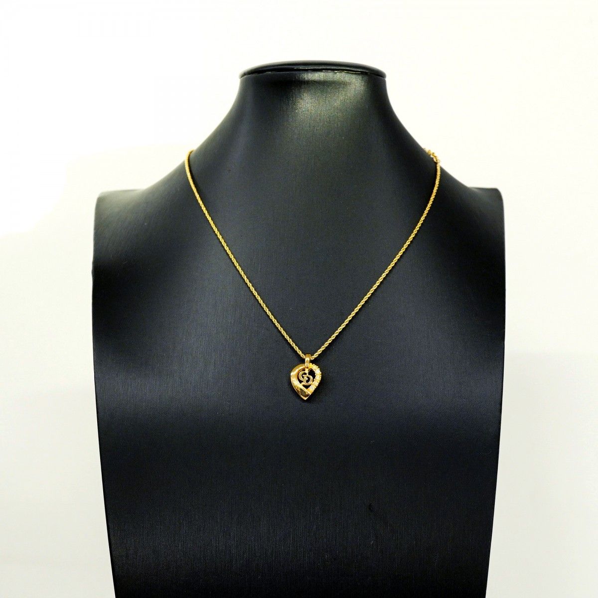 Dior Necklace CD Logo Gold Plated Line Stone — view 5