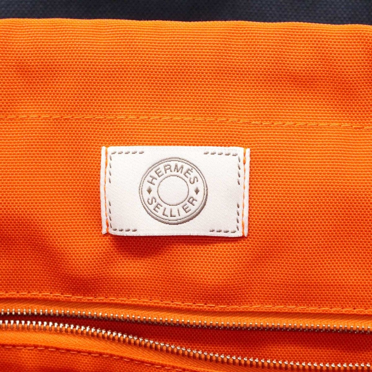 Hermes Boston Bag Sac de Panthere Je Gourme Canvas Navy Silver 2-Way — view 5