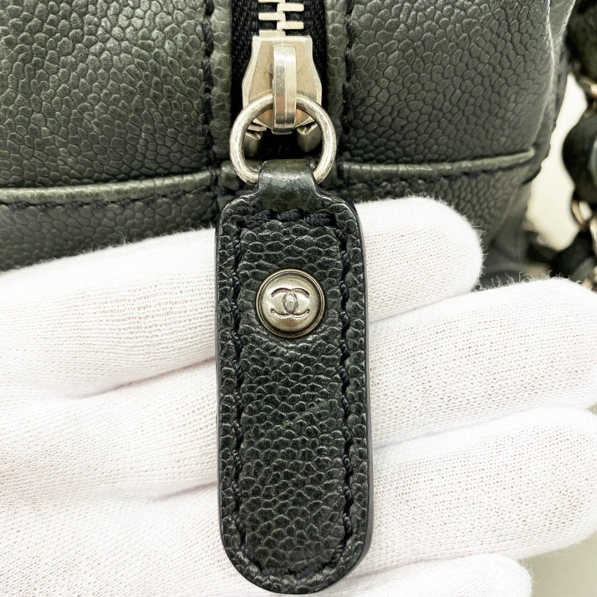 Chanel Handbag Wild Stitch Caviar Leather Black Silver — view 9