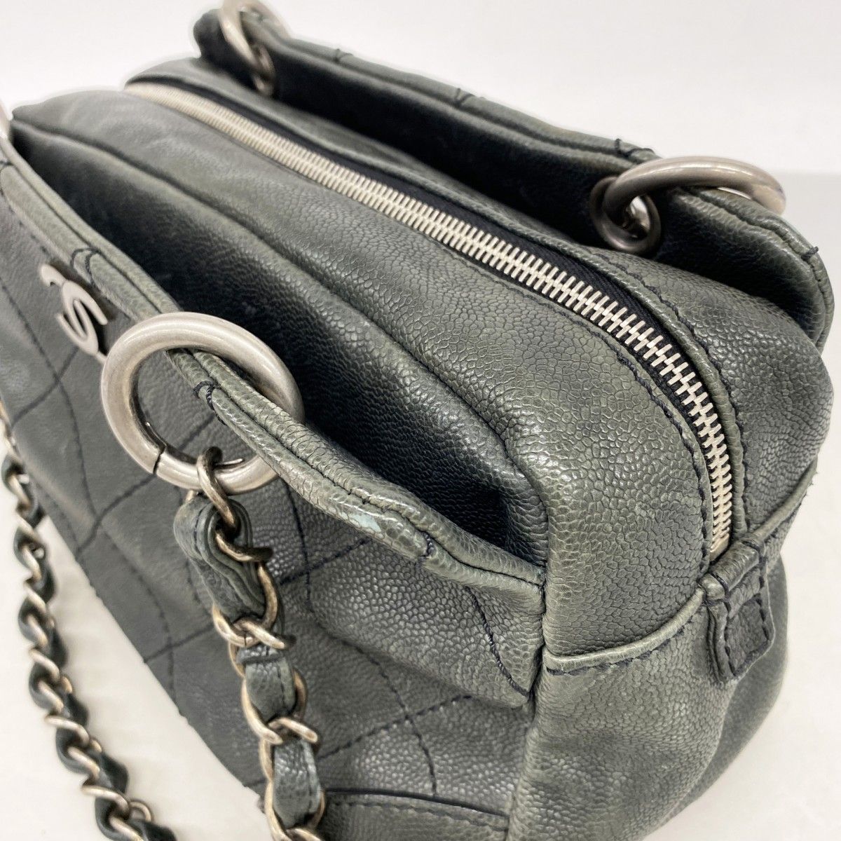 Chanel Handbag Wild Stitch Caviar Leather Black Silver — view 6