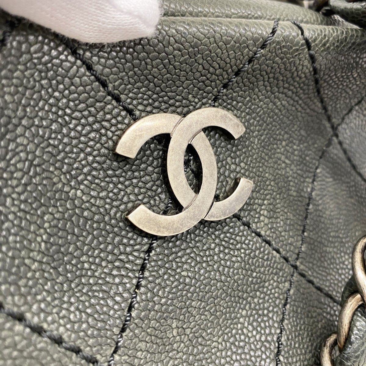 Chanel Handbag Wild Stitch Caviar Leather Black Silver — view 7