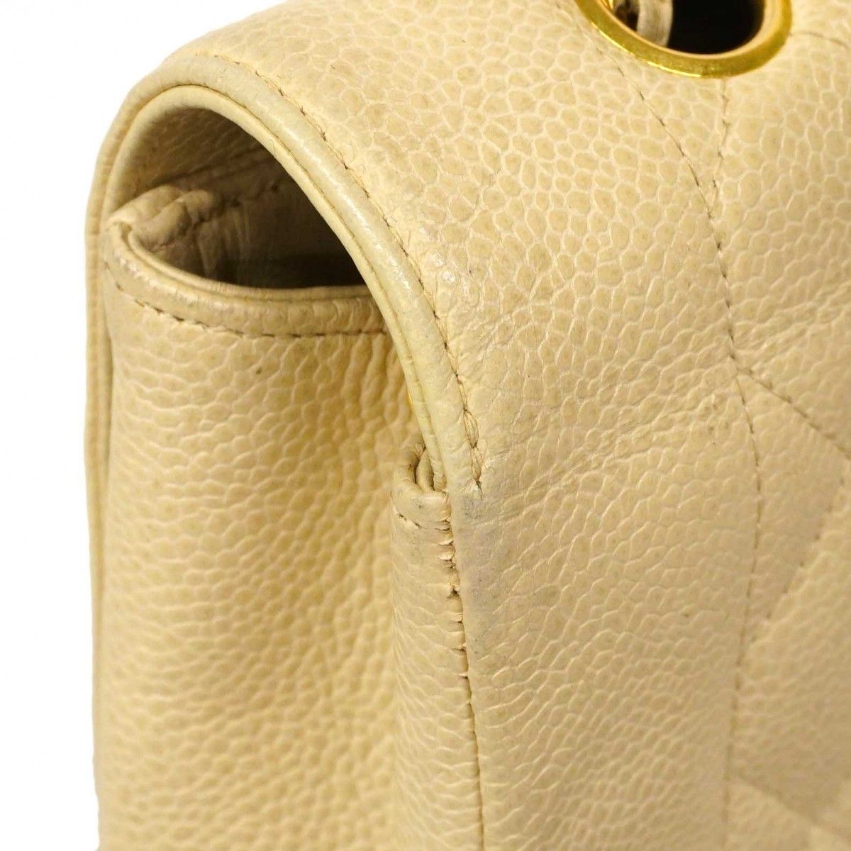 Chanel Shoulder Bag Diana Caviar Leather Ivory Gold — view 8