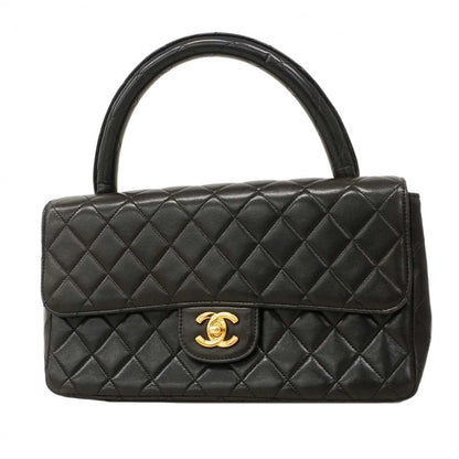Chanel Handbag Quilted Parent Child Bag Lambskin Black Gold