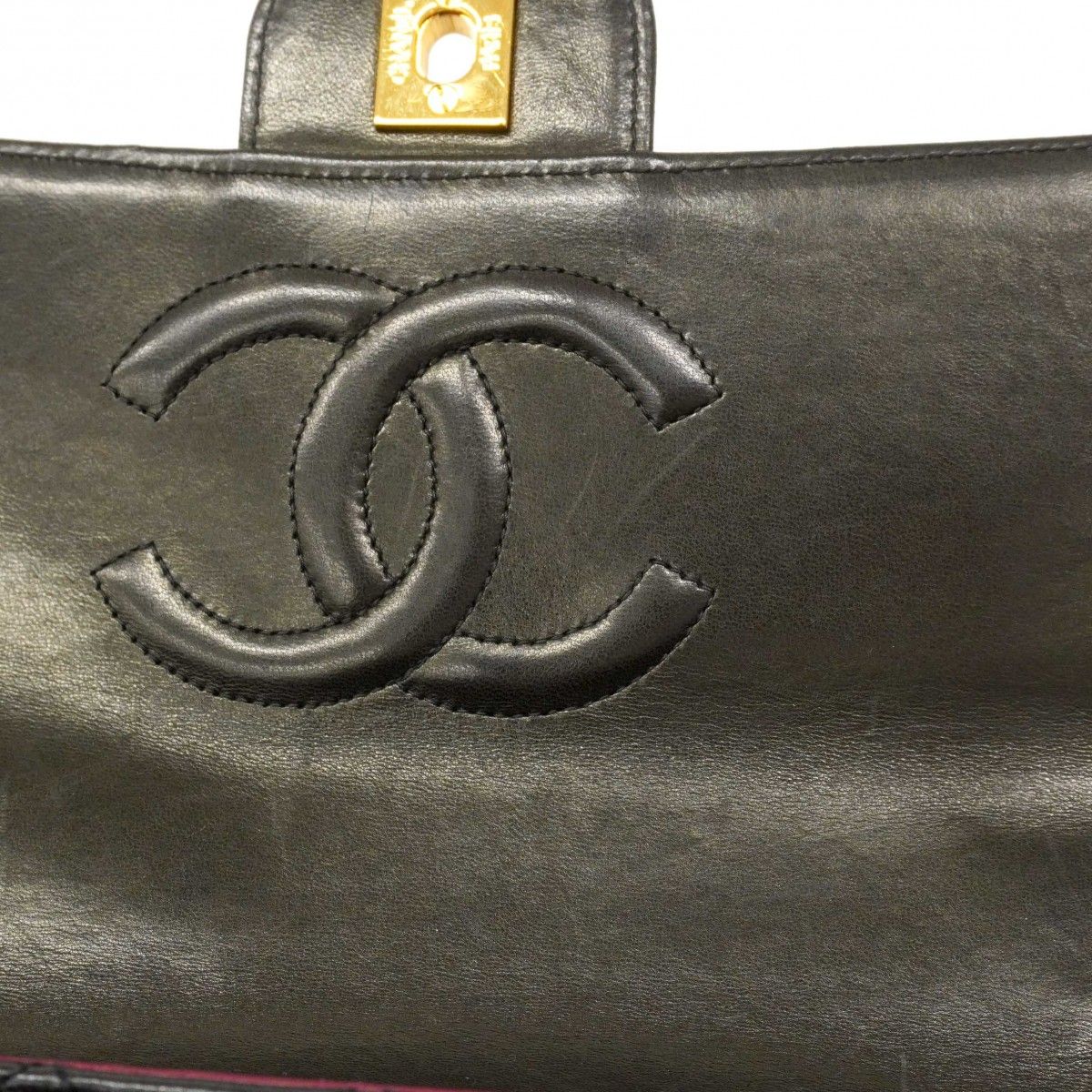 Chanel Handbag Quilted Parent Child Bag Lambskin Black Gold — view 9