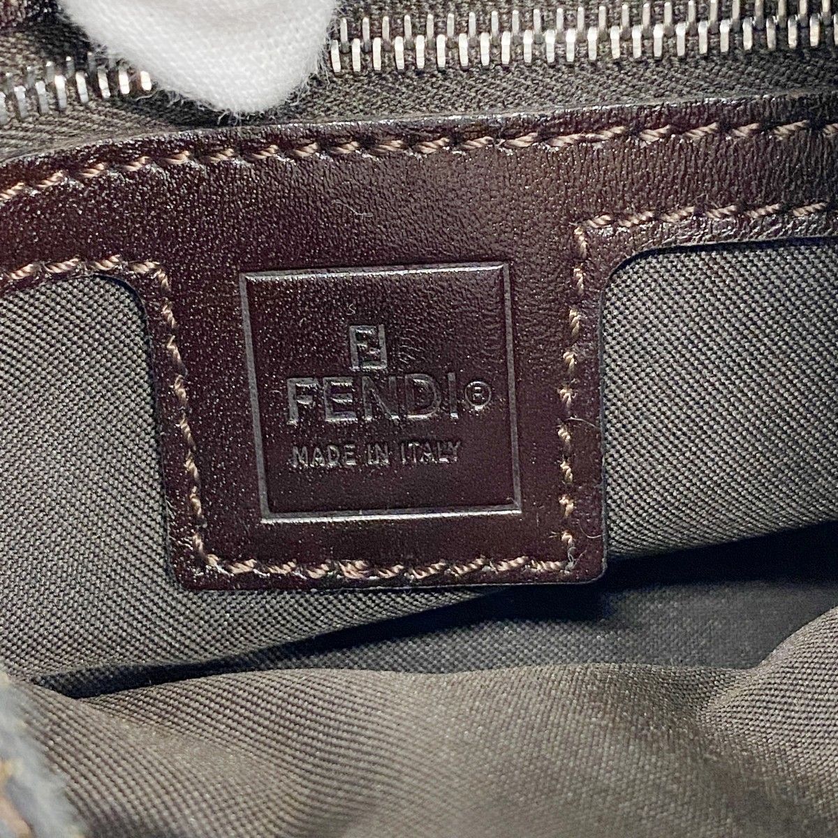 Fendi Handbag Zucca Nylon Canvas Brown Silver — view 9