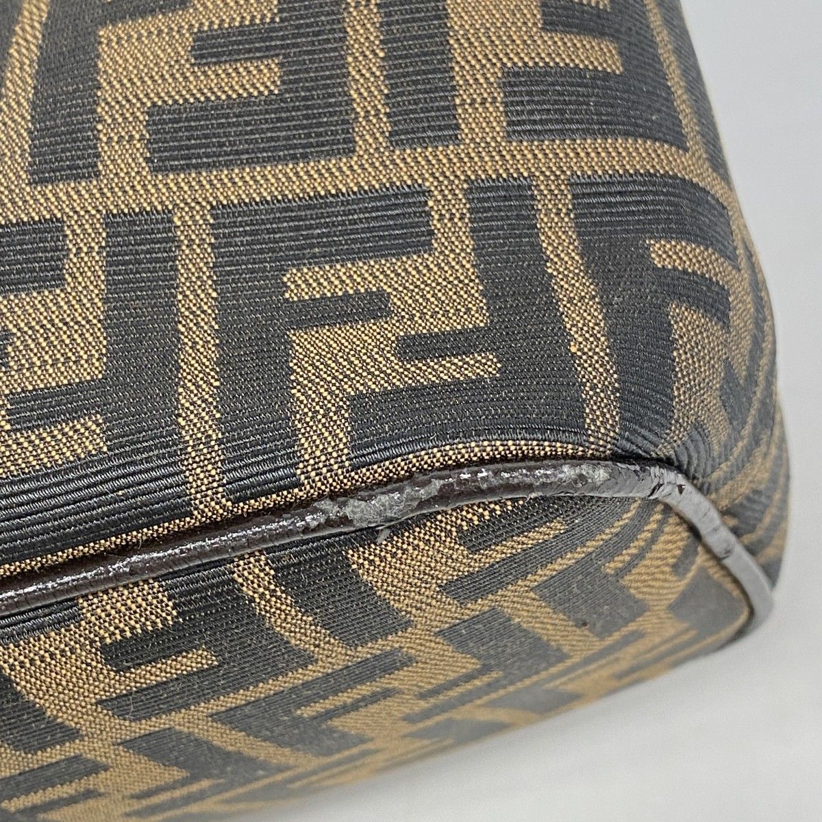 Fendi Handbag Zucca Nylon Canvas Brown Silver — view 5