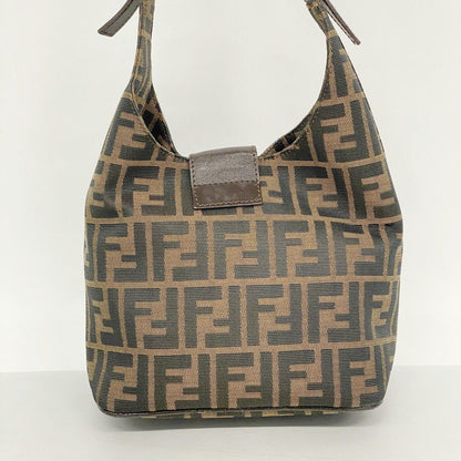 Fendi Handbag Zucca Nylon Canvas Brown Silver — view 3