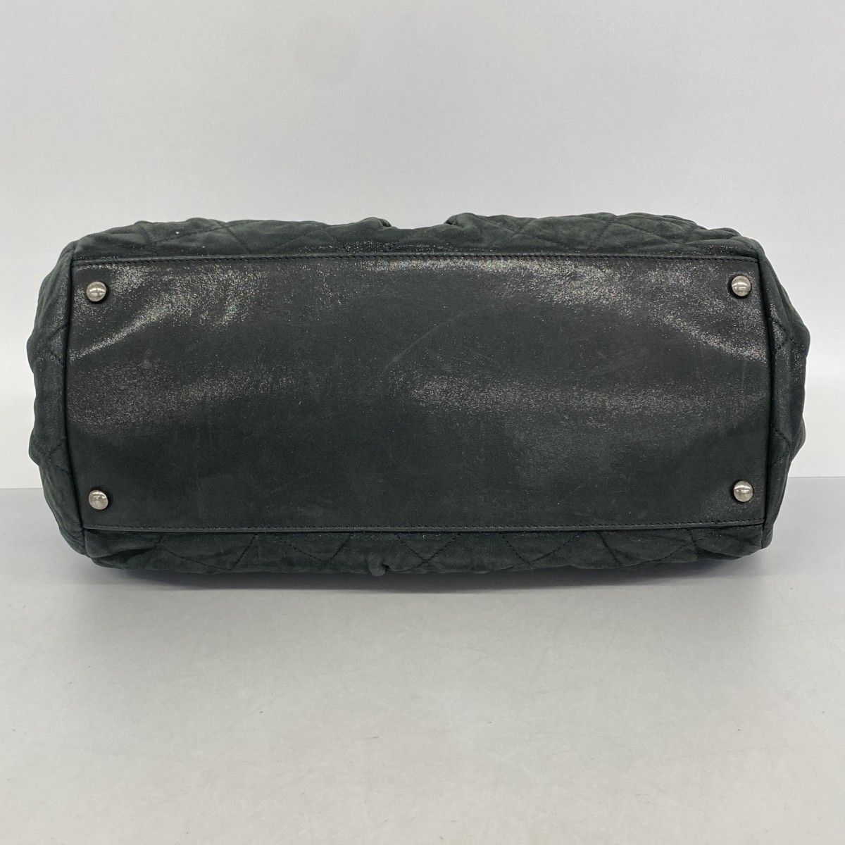 Chanel Shoulder Bag Quilted Leather Black Silver — view 3