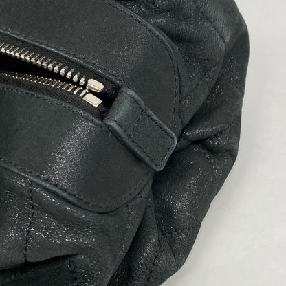 Chanel Shoulder Bag Quilted Leather Black Silver — view 7