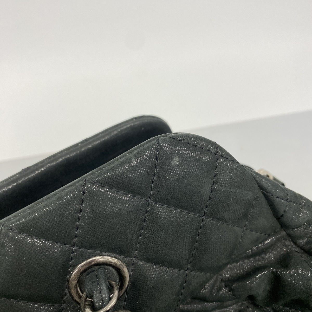 Chanel Shoulder Bag Quilted Leather Black Silver — view 6