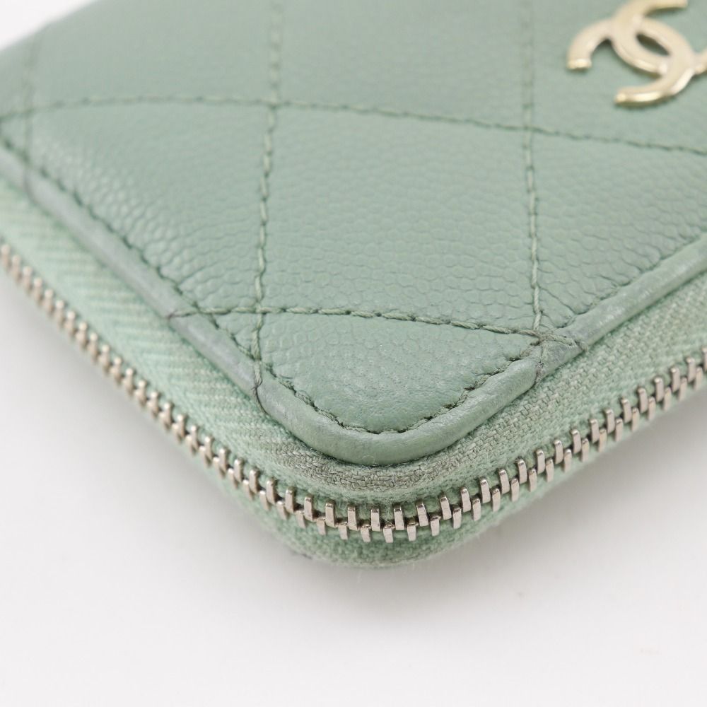 Chanel Quilted Zip Coin Purse Classic Caviar Leather Gold Case — view 6
