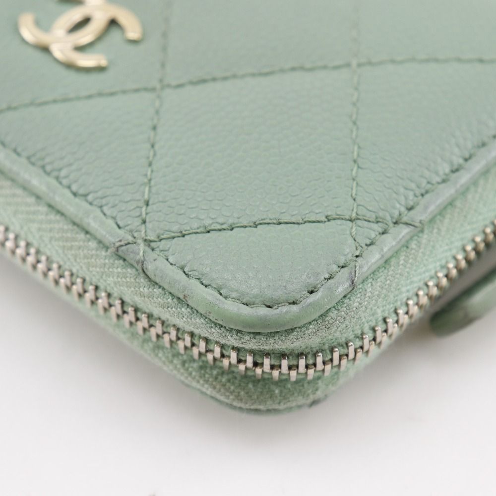 Chanel Quilted Zip Coin Purse Classic Caviar Leather Gold Case — view 7