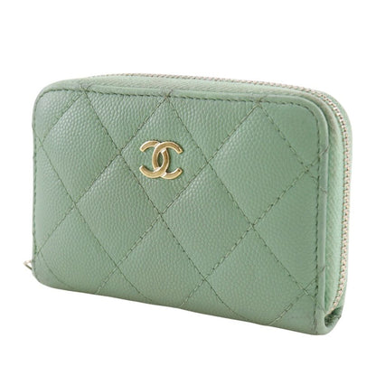 Chanel Quilted Zip Coin Purse Classic Caviar Leather Gold Case — view 2