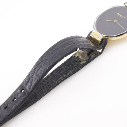 Dior Bakira 46 Gold Plated Leather Quartz Analog Display Black Dial Watch — view 9